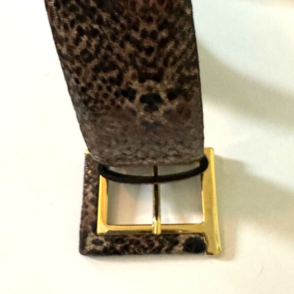 ? [Sandy G Duftler] Brown and Gold Snakeskin Print Belt Sz: XS